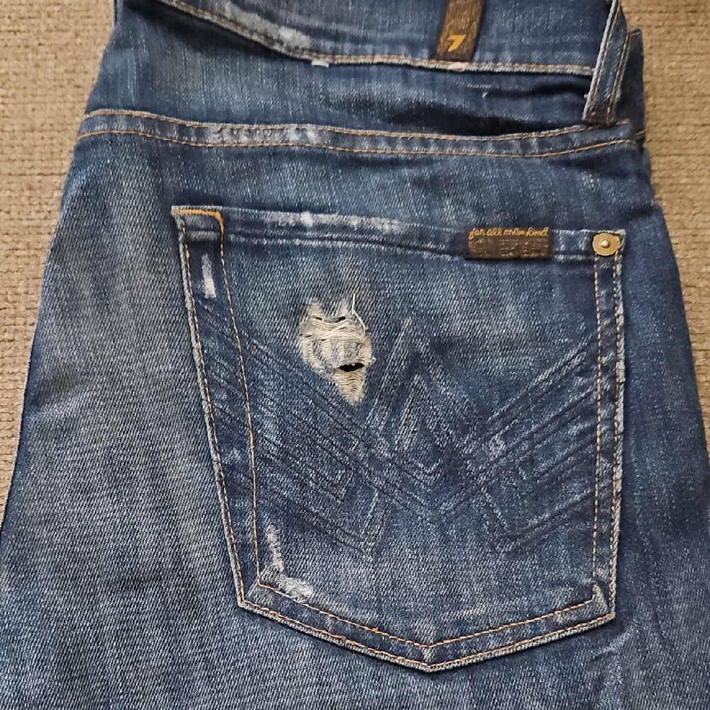 7 For All Mankind Distressed Blue Jeans